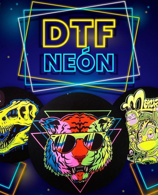 DTF Têxtil Neon 28x40cm Pronto para Aplicação Envie sua Arte